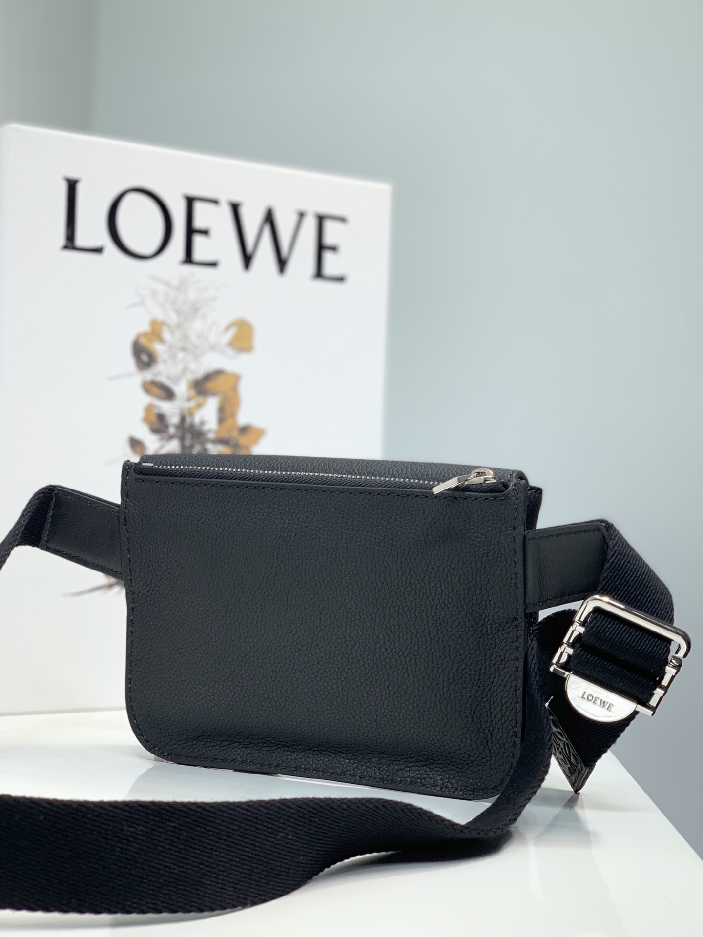 Loewe XXS Military Messenger Bag in Soft Grained Calfskin Black